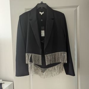 Anya Rhinestone Fringe Blazer and Skort